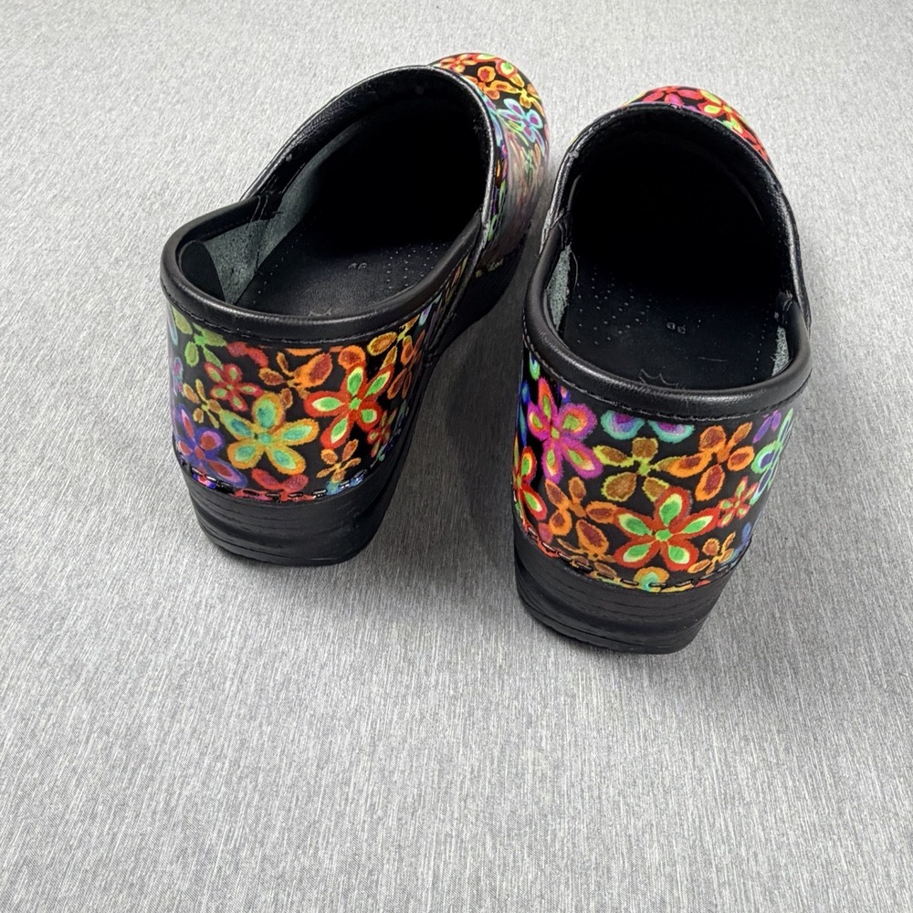 Dansko Professional Shoes Womens Size 39 Floral Patent Leather Clogs Comfort - Picture 6 of 15